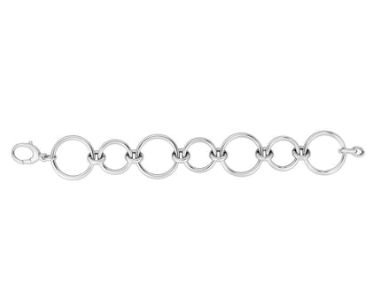Sterling Silver Rhodium Plated Round Link Necklace