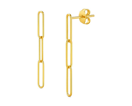 14k Yellow Gold Paperclip Chain Dangle Earrings