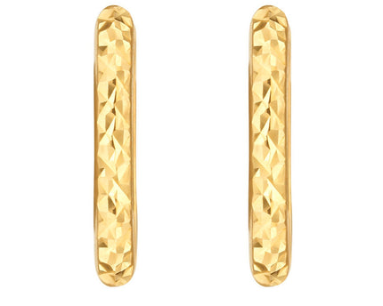 14K Yellow Gold Diamond Cut Fancy Huggie Earrings