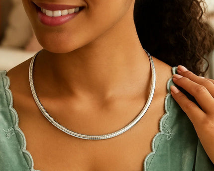 Sterling Silver Classic Omega Chain Necklace (6.0mm)
