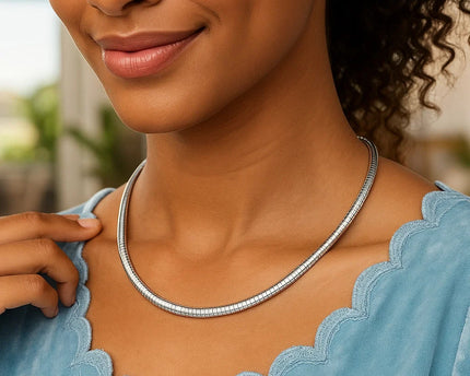 Sterling Silver Classic Omega Chain Necklace (6.0mm)