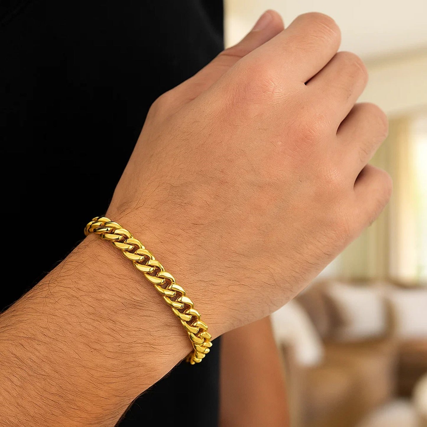 14k Yellow Gold Semi Solid Miami Cuban Bracelet (7.20 mm)
