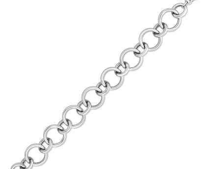 Sterling Silver Rhodium Plated Round Link Bracelet