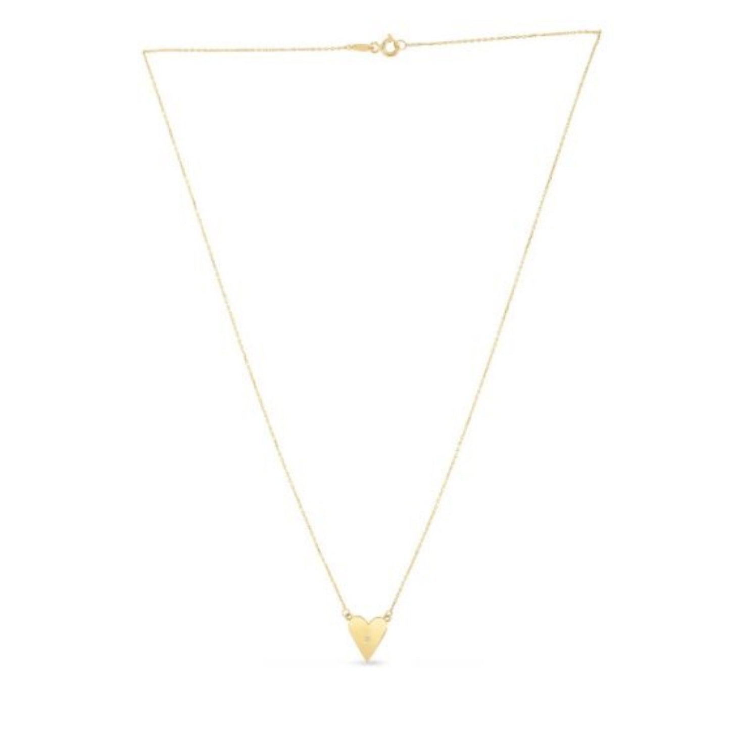 14k Yellow Gold High Polish Elongated Heart Necklace