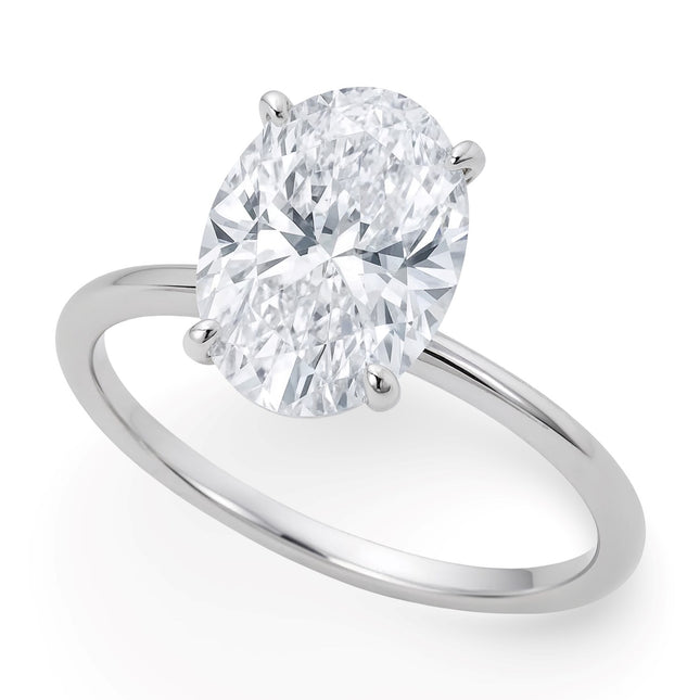 5 Carat Oval Lab Grown IGI G/VS1 Diamond Solitaire Ring in 10K White Gold