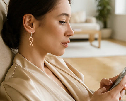 14k Rose Gold Polished Ribbon Style Drop Earrings