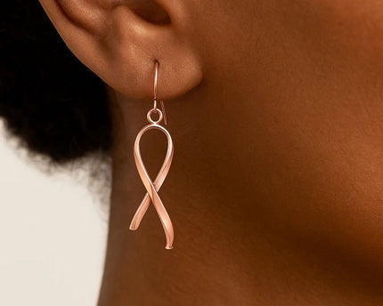 14k Rose Gold Polished Ribbon Style Drop Earrings