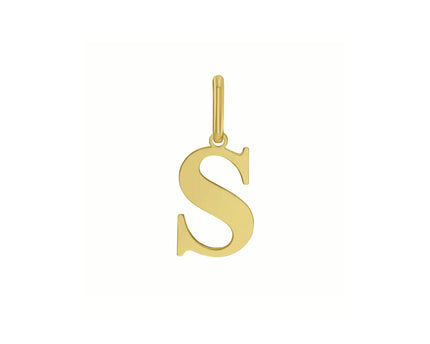14K Yellow Gold Initial S Charm Pendant