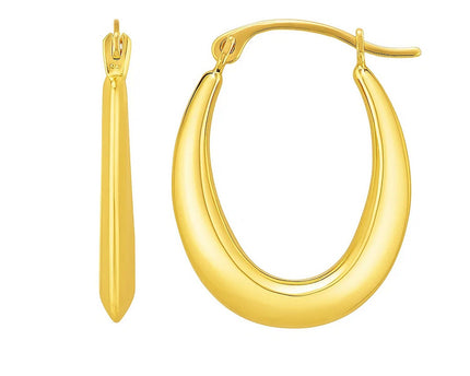 10K Yellow Gold Graduated Oval Light Weight Hoop Earrings