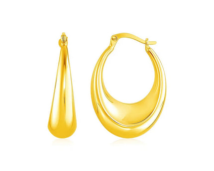 14k Yellow Gold Polished Puffed Hoop Earrings
