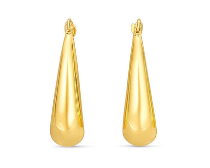 14k Yellow Gold Polished Puffed Hoop Earrings