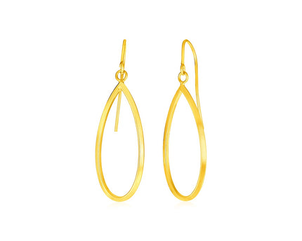 14k Yellow Gold Earrings with Polished Open Teardrop Dangles