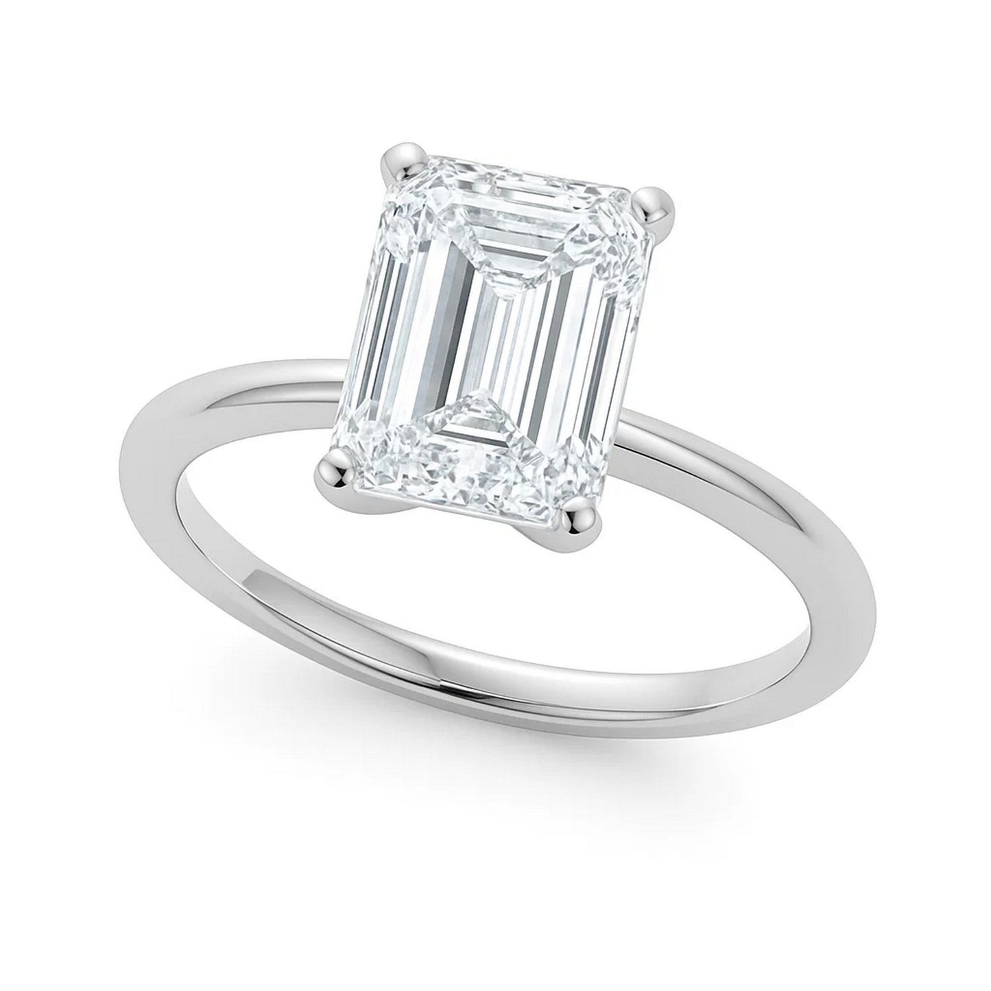 2 Carat Emerald Lab Grown IGI G/VS1 Diamond Solitaire Ring in 14K White Gold