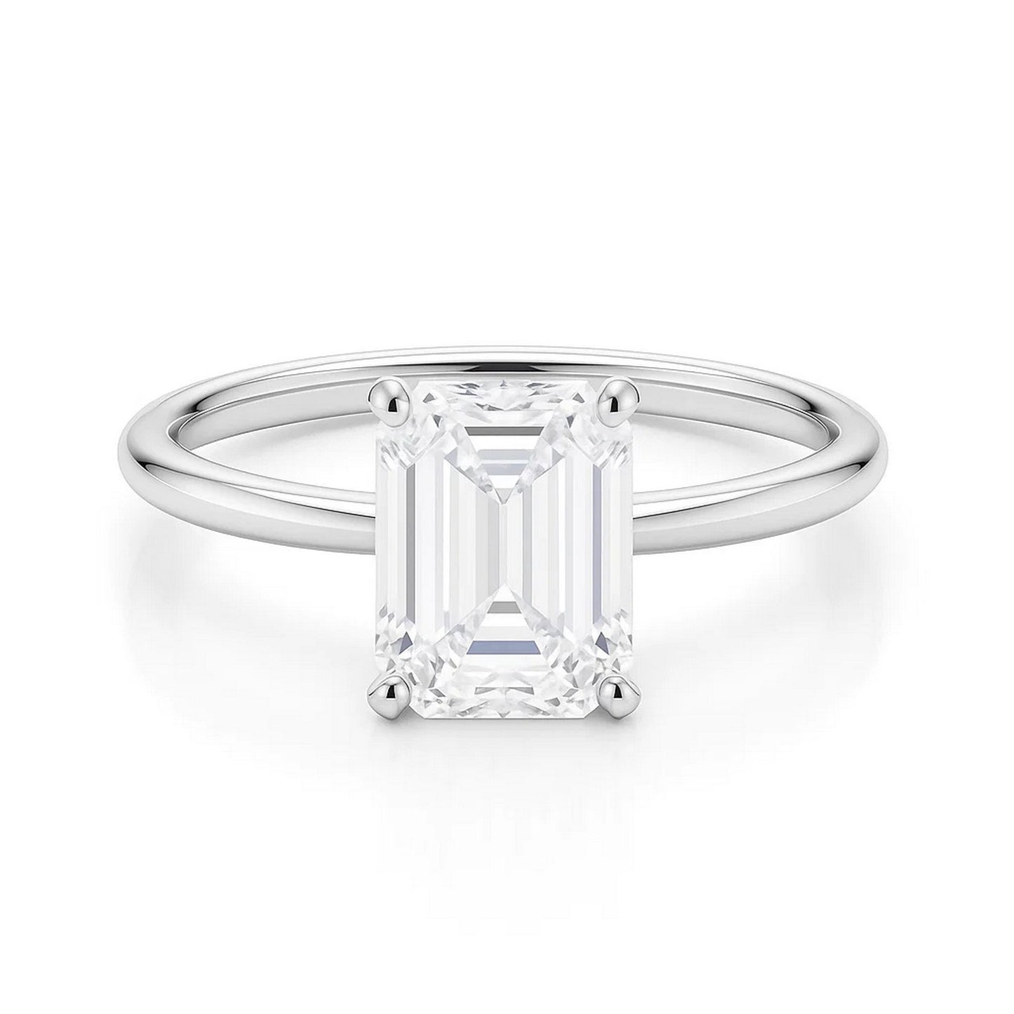 2 Carat Emerald Lab Grown IGI G/VS1 Diamond Solitaire Ring in 14K White Gold