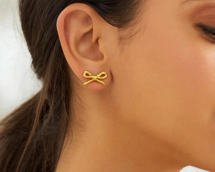 14K Yellow Gold Twisted Rope Large Bow Earrings