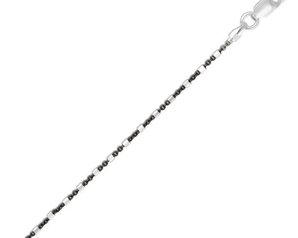 Sterling Silver Rhodium Plated Bead and Bar Anklet