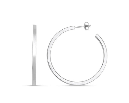 Sterling Silver Round Tube C Hoop Earrings