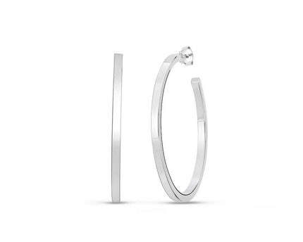 Sterling Silver Round Tube C Hoop Earrings