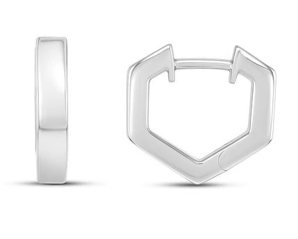 Sterling Silver Hexagon Hoop Earrings