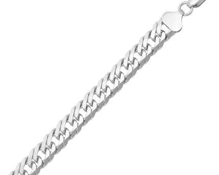 Sterling Silver Rhodium Plated Flat Miami Cuban Chain (9.30 mm)