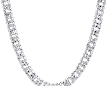 Sterling Silver Rhodium Plated Flat Miami Cuban Chain (9.30 mm)