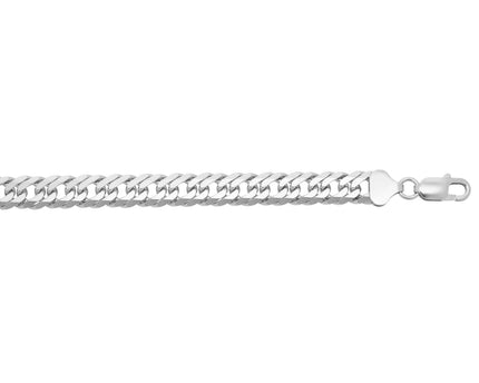 Sterling Silver Rhodium Plated Flat Miami Cuban Chain (9.30 mm)