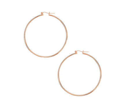 Classic Hoop Earrings in 14K Rose Gold (2x55 mm)