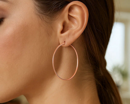Classic Hoop Earrings in 14K Rose Gold (2x55 mm)