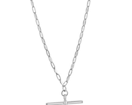 Sterling Silver Rhodium Plated Toggle Link Necklace