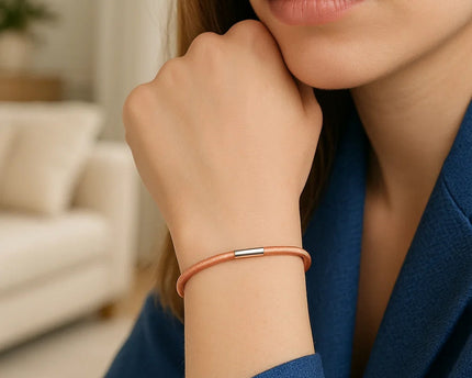 Sterling Silver Rose Gold Plated Basketweave Stretch Bangle