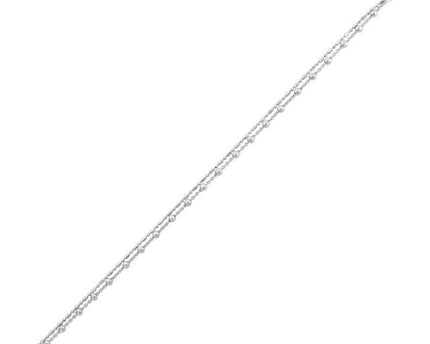 Sterling Silver Rhodium Plated Bead Double Strand Anklet