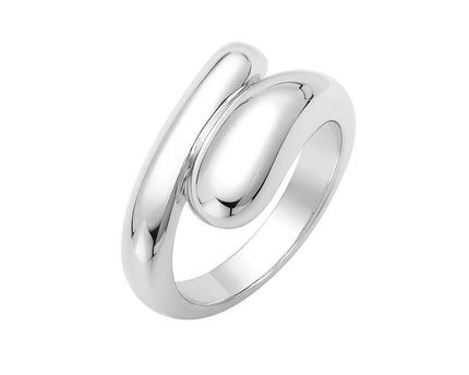 Sterling Silver Rhodium Plated Sculpted Coiled Ring