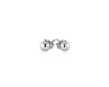 14k White Gold Round Stud Earrings (4mm)