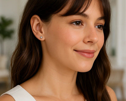 14k White Gold Round Stud Earrings (4mm)