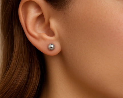 14k White Gold Round Stud Earrings (4mm)