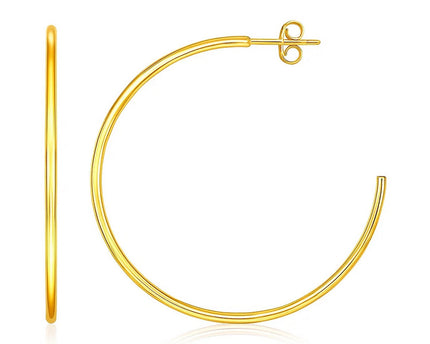 14k Yellow Gold Polished Hoop Earrings(1.5x40mm)