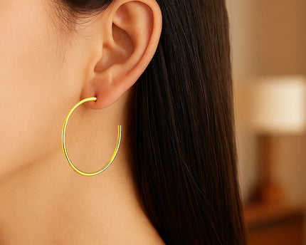 14k Yellow Gold Polished Hoop Earrings(1.5x40mm)