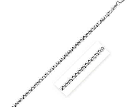 Sterling Silver Rhodium Plated Round Box Chain (3.00 mm)