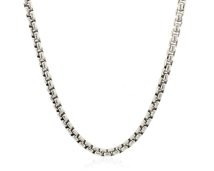 Sterling Silver Rhodium Plated Round Box Chain (3.00 mm)
