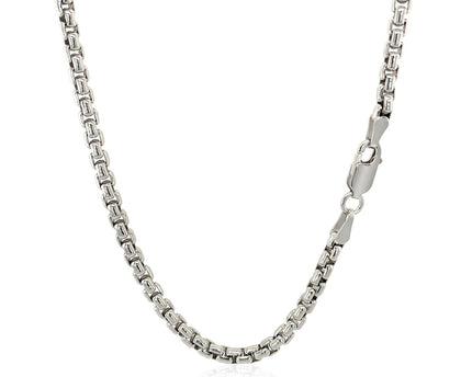 Sterling Silver Rhodium Plated Round Box Chain (3.00 mm)