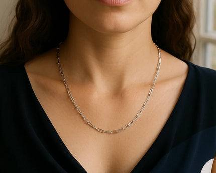 Sterling Silver Rhodium Plated Paperclip Chain (1.80 mm)
