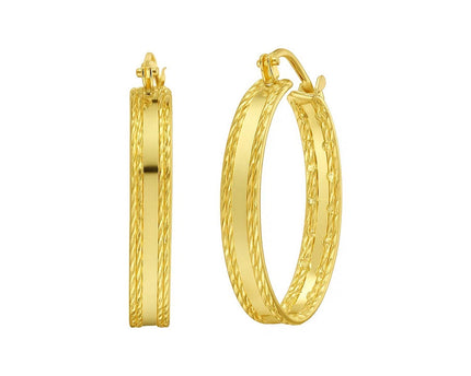 14K Yellow Gold Sparkle Spring Hoop Earrings