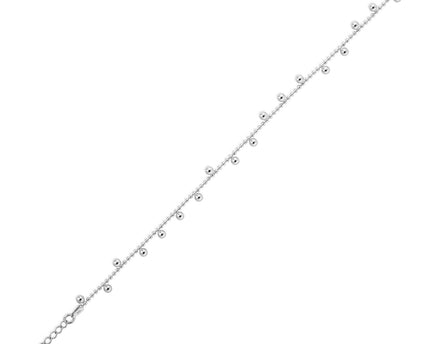 Sterling Silver Rhodium Plated Drop Bead Bracelet