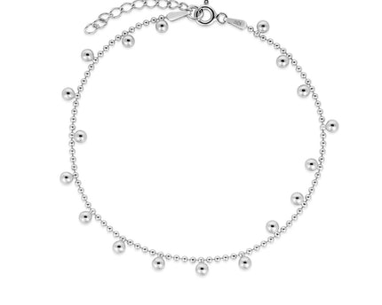 Sterling Silver Rhodium Plated Drop Bead Bracelet