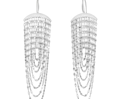 Sterling Silver Multi Strand Chain Drop Chandelier Earrings