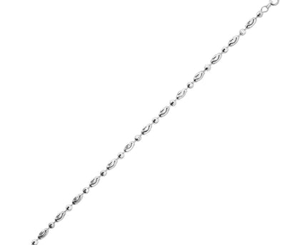 Sterling Silver Rhodium Plated Moon Cut Oval Bead Chain (3.00 mm)