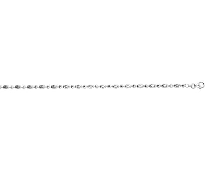 Sterling Silver Rhodium Plated Moon Cut Oval Bead Chain (3.00 mm)