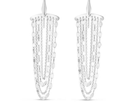 Sterling Silver Multi Strand Chain Drop Chandelier Earrings