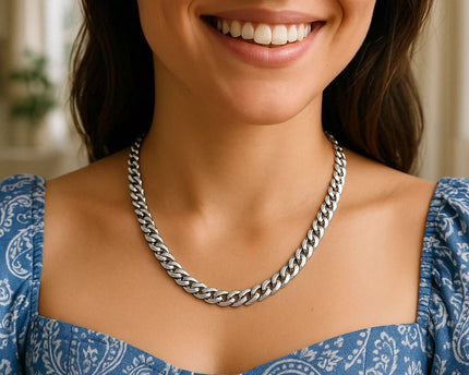 Sterling Silver Rhodium Plated Miami Cuban Chain (7.00 mm)