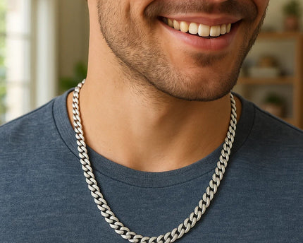 Sterling Silver Rhodium Plated Miami Cuban Chain (7.00 mm)